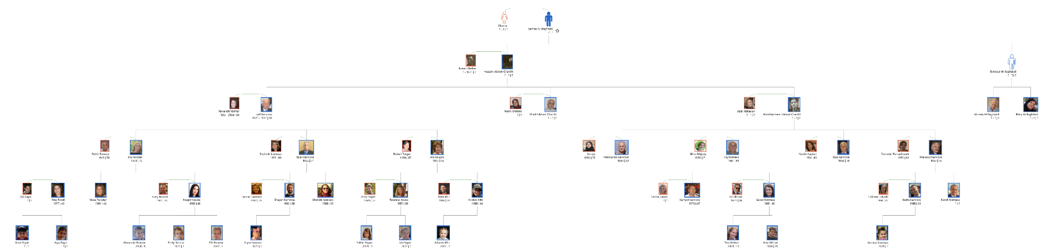 Preview of the Kamrava family tree showing multiple generations and family relationships